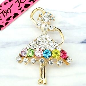 Gold plated crystal ballerina necklace/brooch choose 1